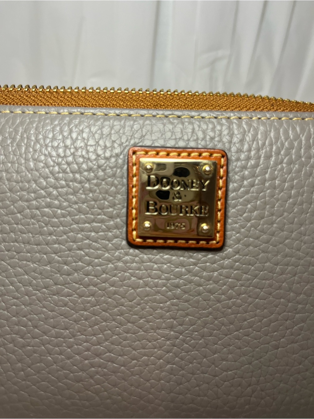 Dooney & Bourke Gray Pebbled Leather Zip Wallet with Brown Wrist Strap - Picture 5 of 5